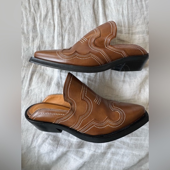 Ganni Western Mules in Brown - Picture 7 of 11